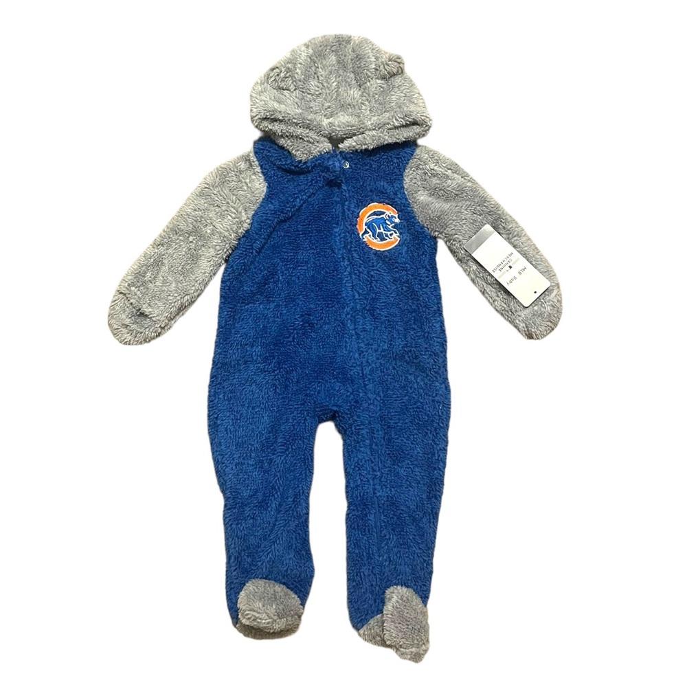 chicago cubs mlb baseball nap teddy fleece onesie full zip sleeper